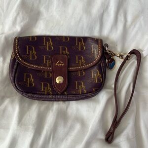 Dooney & Bourke Burgundy and Gold Wristlet